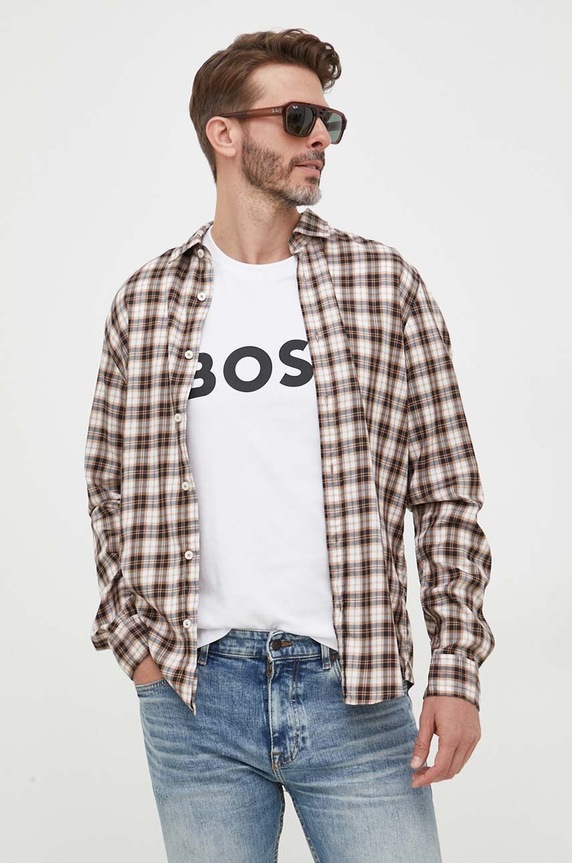 BOSS t-shirt bawełniany nadruk biały 50495742