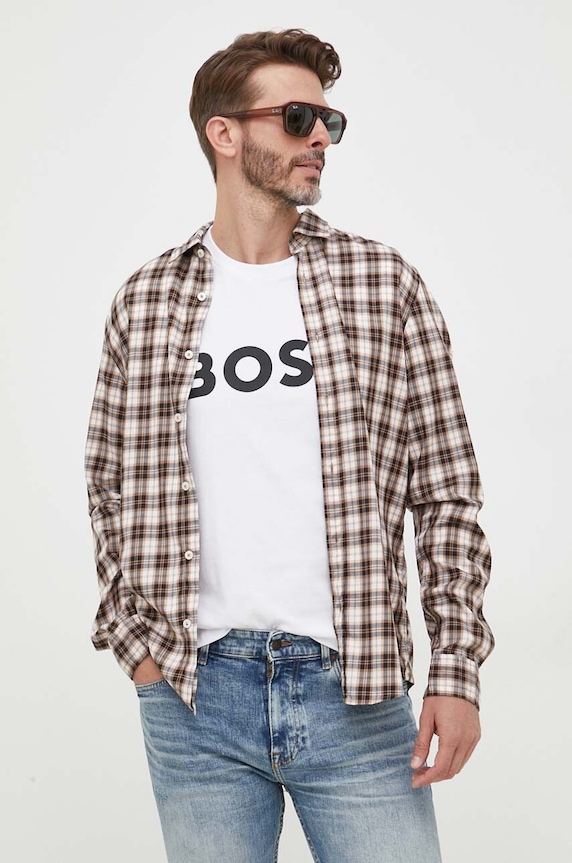 BOSS t-shirt bawełniany nadruk biały 50495742