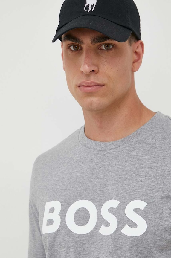 Bavlnené tričko BOSS sivá 50495742