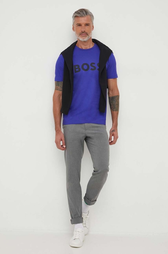 Bavlnené tričko BOSS 50495742 fialová SS25