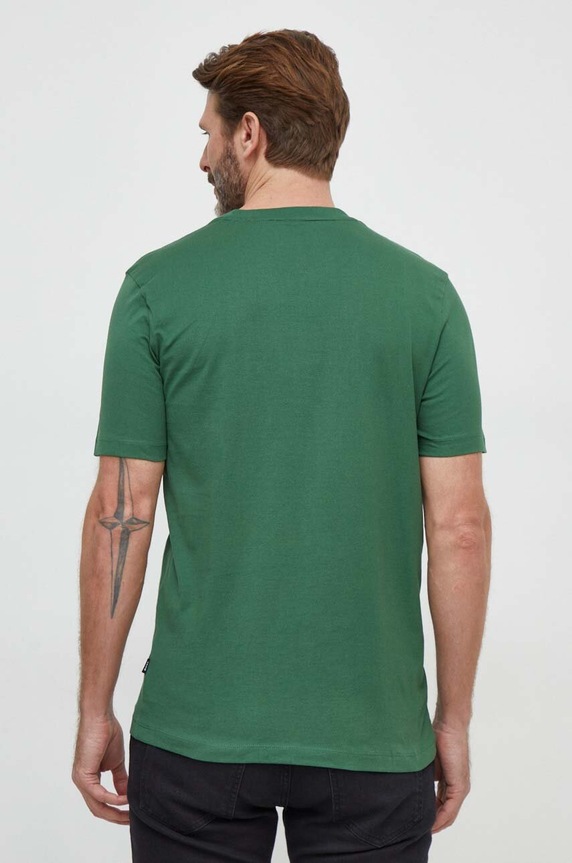 BOSS t-shirt bawełniany 50495742 zielony SS25