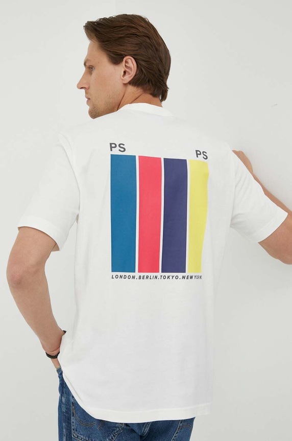 PS Paul Smith t-shirt bawełniany nadruk beżowy M2R.220X.LP4044