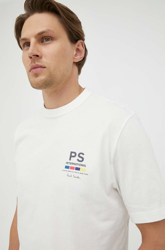 PS Paul Smith t-shirt bawełniany beżowy M2R.220X.LP4044