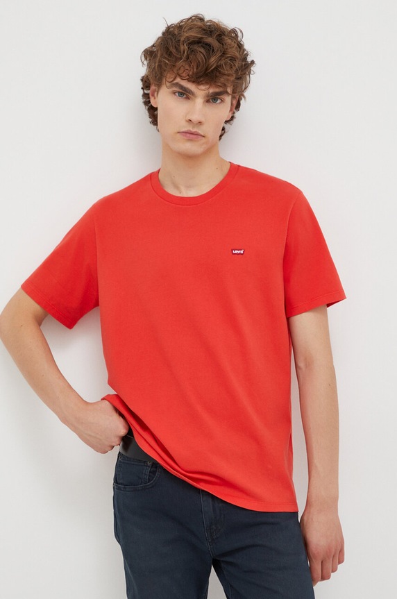 Bavlněné tričko Levi's hladký červená 56605.0186