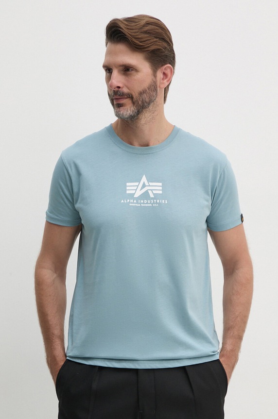 Bavlněné tričko Alpha Industries modrá 118533