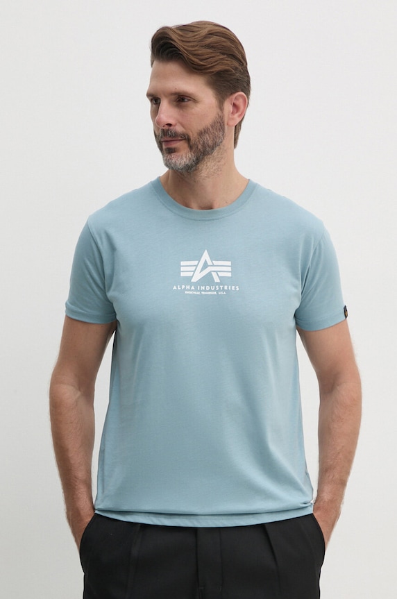 Bavlněné tričko Alpha Industries modrá 118533