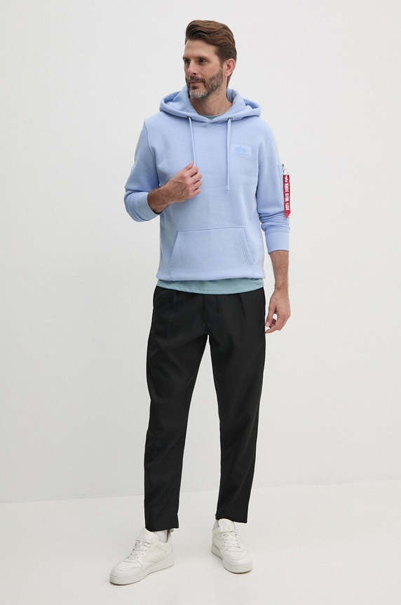 Bavlněné tričko Alpha Industries 118533 modrá AW25