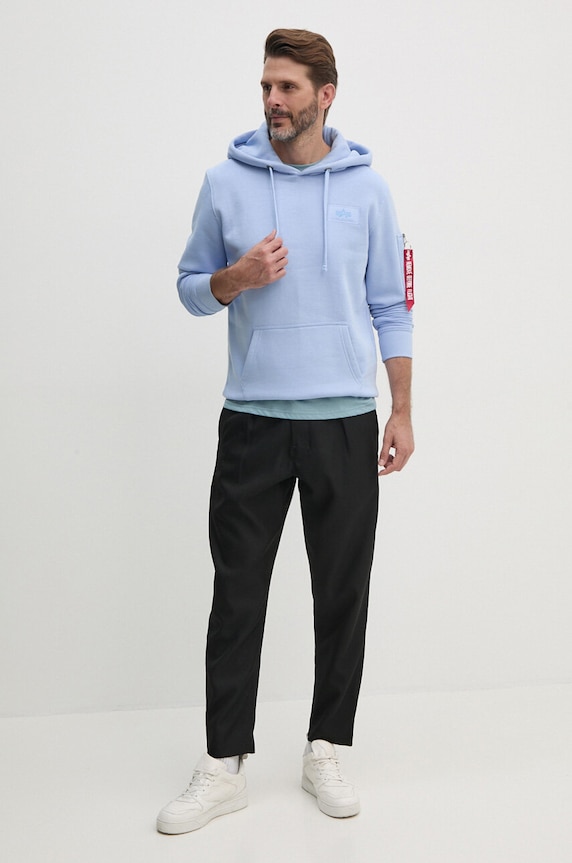 Bavlněné tričko Alpha Industries 118533 modrá AW25