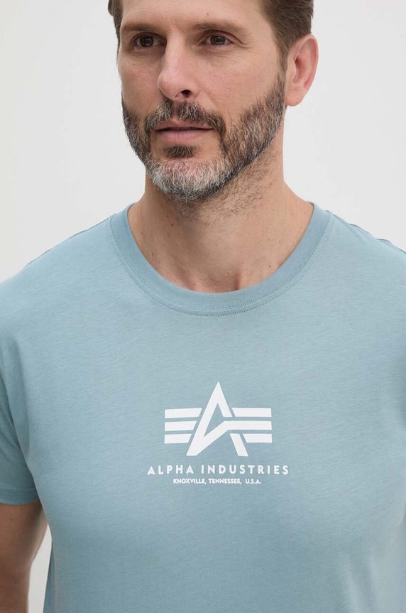Bavlněné tričko Alpha Industries modrá 118533