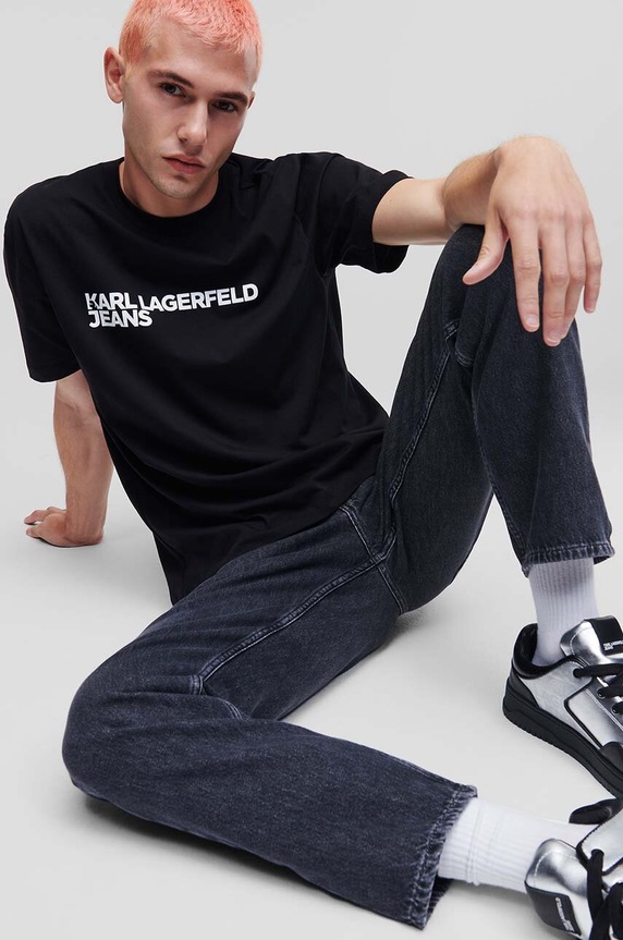 Ρούχα Βαμβακερό μπλουζάκι Karl Lagerfeld Jeans 235D1707 μαύρο