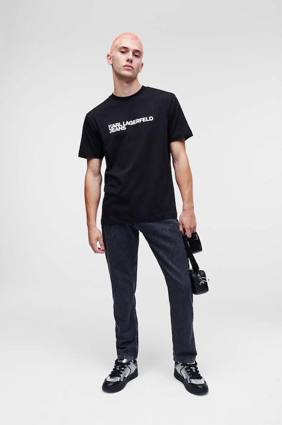 Βαμβακερό μπλουζάκι Karl Lagerfeld Jeans 235D1707 μαύρο