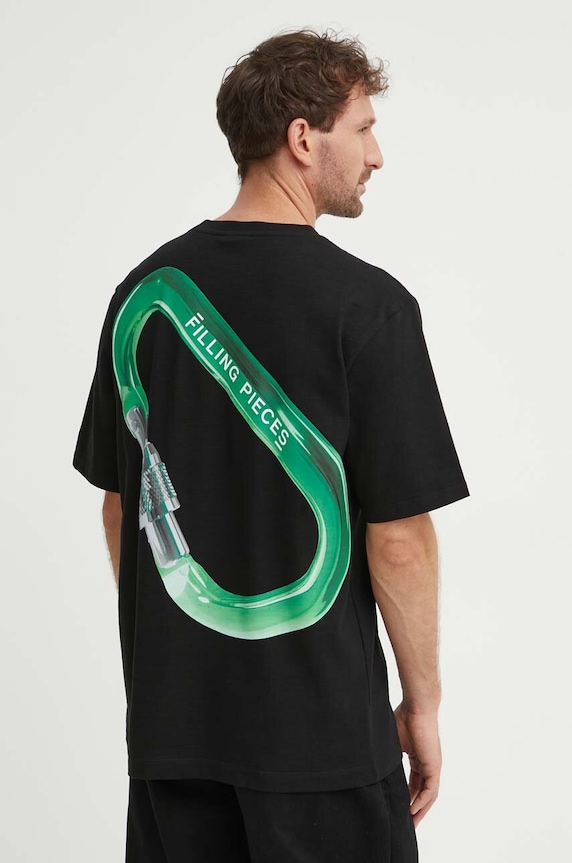 Filling Pieces t-shirt bawełniany Carabiner nadruk czarny 74417051861
