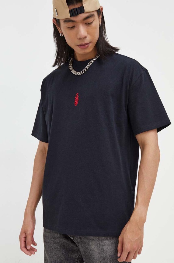 Bavlněné tričko Quiksilver kulatý černá UQYZT05032