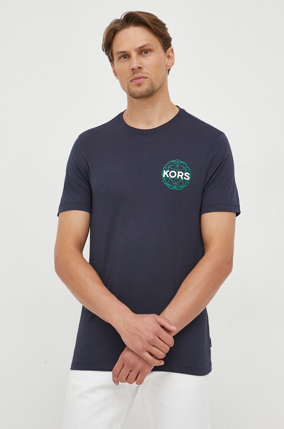 Michael Kors t-shirt bawełniany nadruk granatowy CF351P0FV4