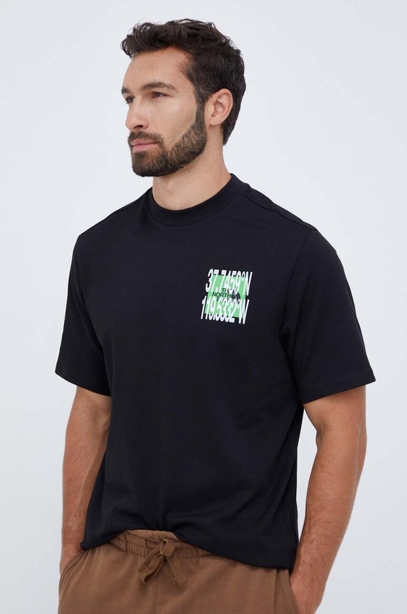 The North Face tricou din bumbac NF0A8535JK31 negru AW23