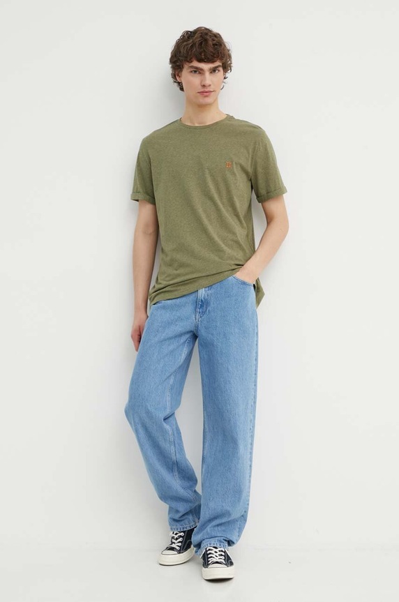 Bavlněné tričko Les Deux LDM101155 zelená AW24