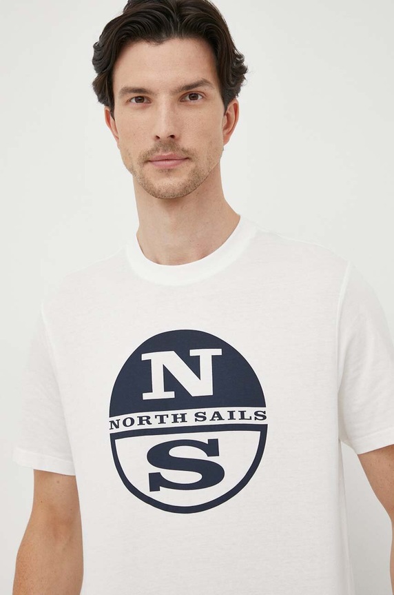 Βαμβακερό μπλουζάκι North Sails λευκό 692903