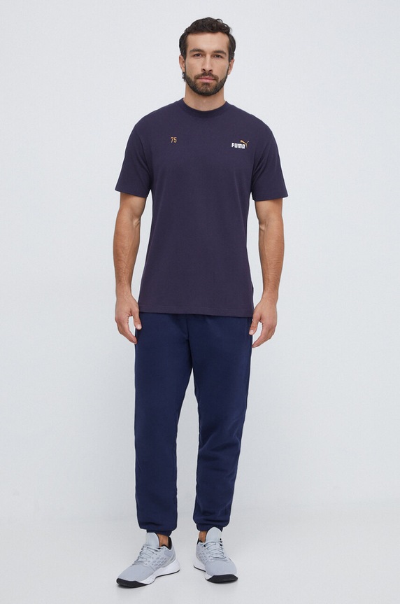 Puma t-shirt bawełniany 621739 granatowy AW23