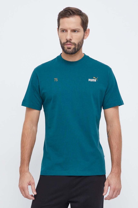 Puma t-shirt bawełniany turkusowy 621739