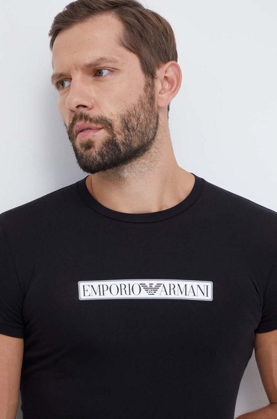 Tričko Emporio Armani Underwear potisk černá 111035.3F517