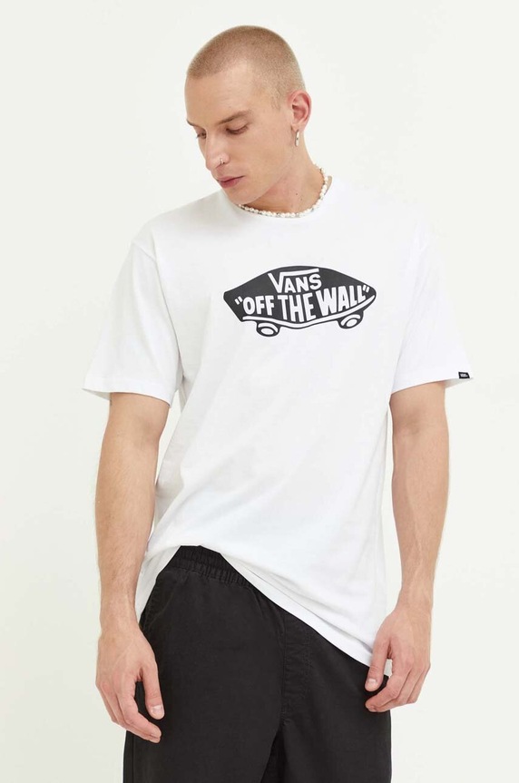 Βαμβακερό μπλουζάκι Vans βαμβάκι λευκό VN00004XYB21