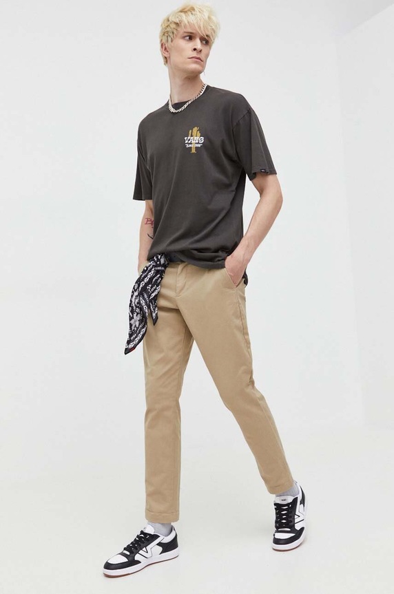Памучна тениска Vans VN0008RZBLK1 сив SS24