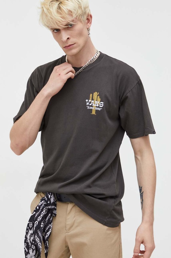 Дрехи Памучна тениска Vans VN0008RZBLK1 сив