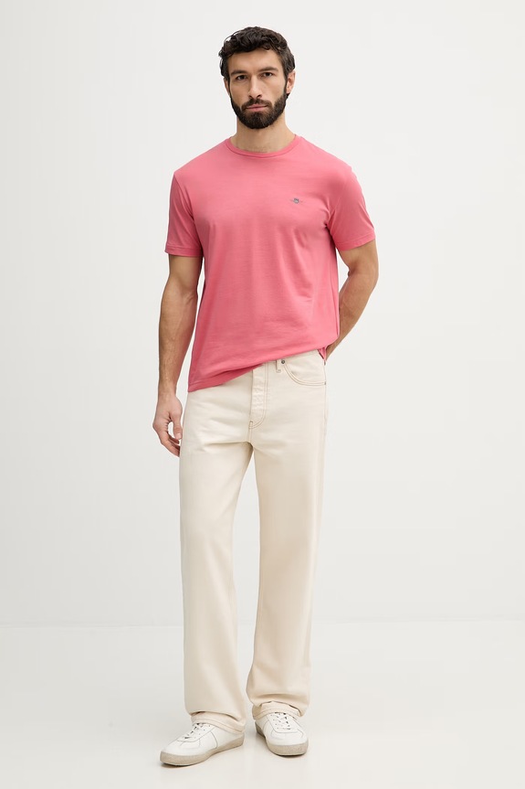 Gant T-shirt męski bawełniany 2003184 różowy SS26