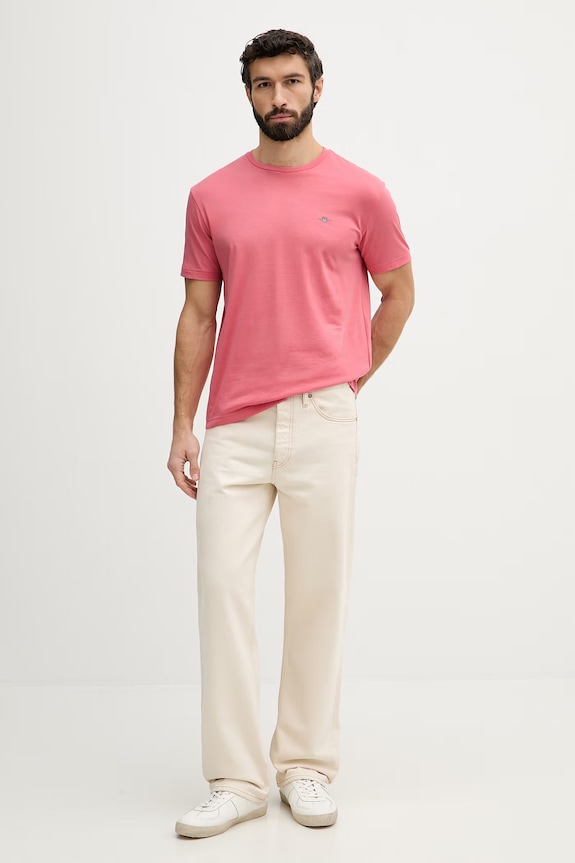 Gant T-shirt męski bawełniany 2003184 różowy SS26