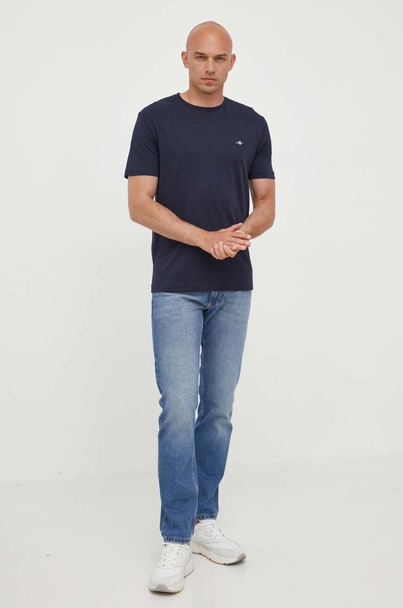 Gant T-shirt męski bawełniany 2003184 granatowy SS26