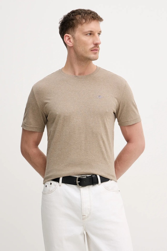 Gant T-shirt męski bawełniany bawełna beżowy 2003184