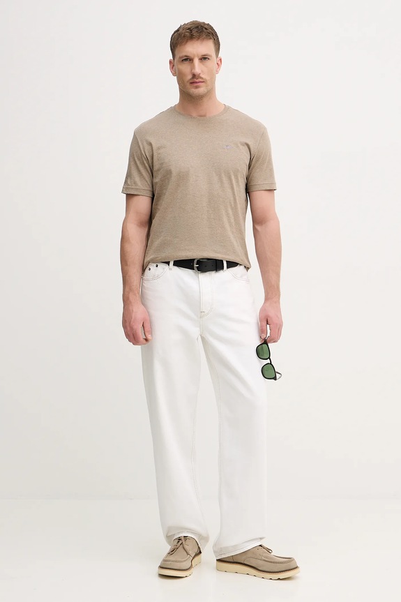 Gant T-shirt męski bawełniany 2003184 beżowy SS26
