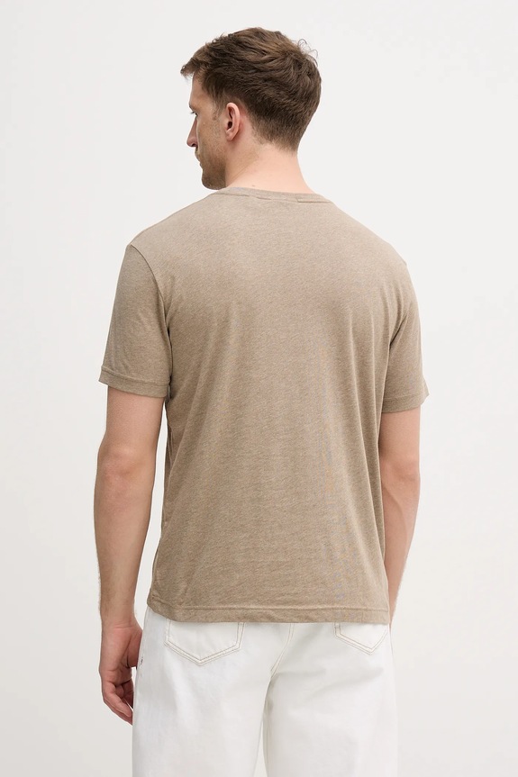 Odzież Gant T-shirt męski bawełniany 2003184 beżowy