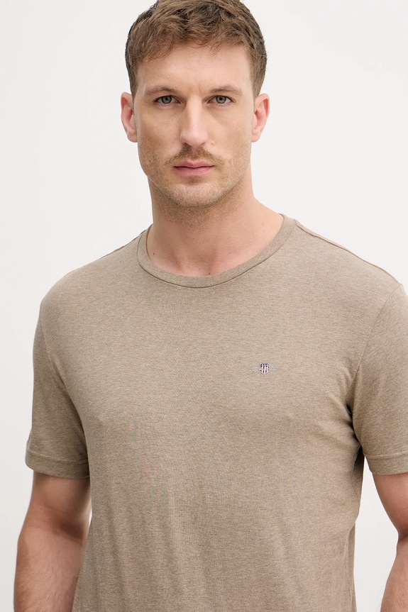 Gant T-shirt męski bawełniany beżowy 2003184
