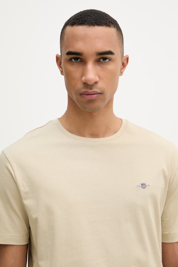 Gant T-shirt męski bawełniany beżowy 2003184