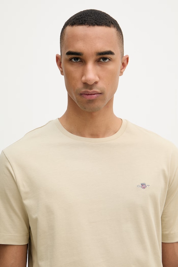 Gant T-shirt męski bawełniany beżowy 2003184