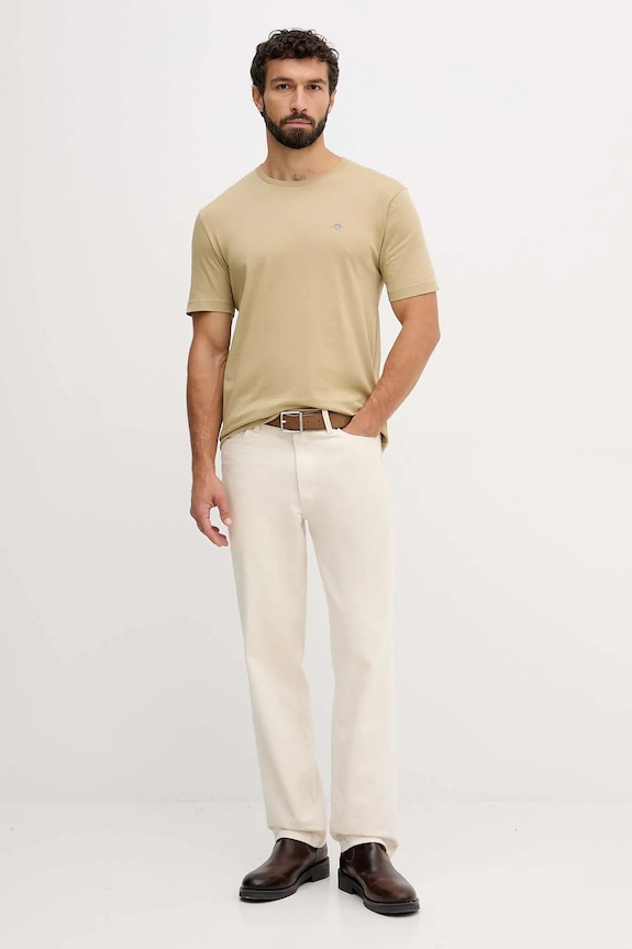 Gant T-shirt męski bawełniany 2003184 zielony SS26