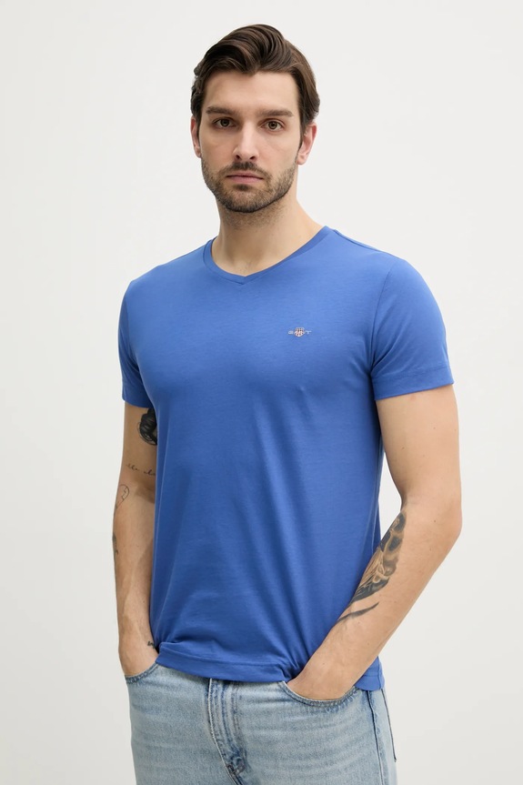 Pamučna majica Gant ljubičasta 2003186