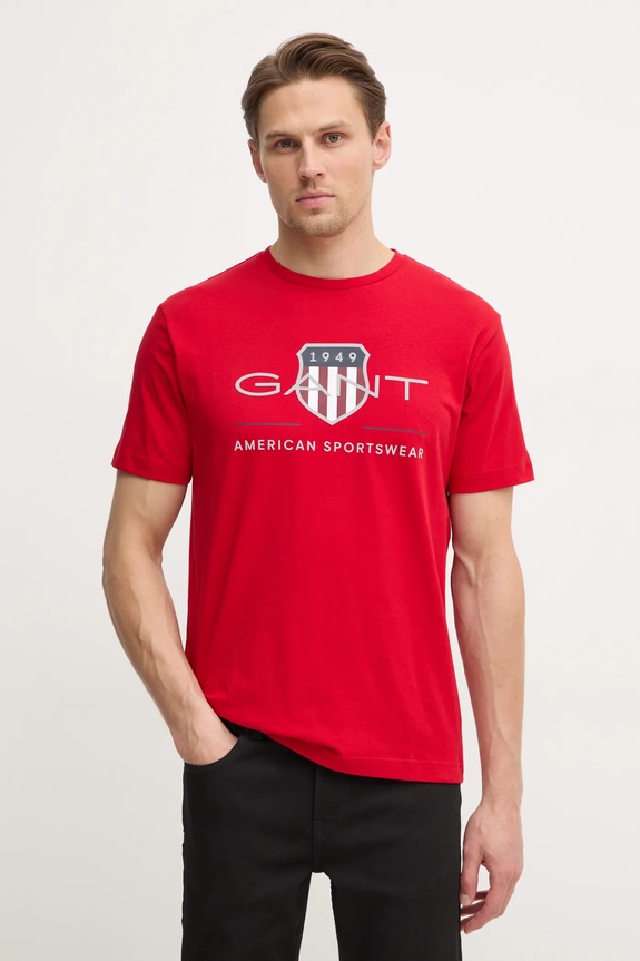 Gant tricou din bumbac print rosu 2003199