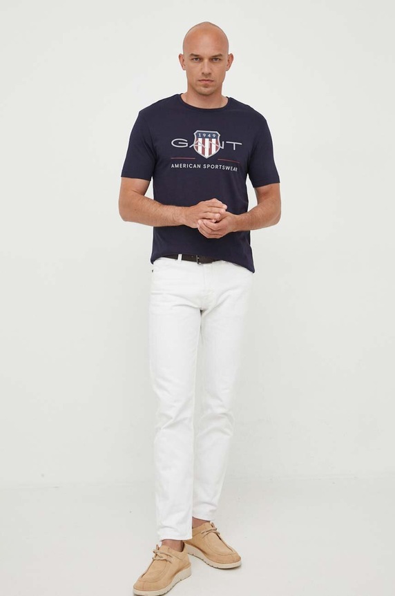 Gant t-shirt bawełniany 2003199 granatowy SS26