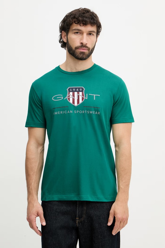Gant t-shirt bawełniany zielony 2003199