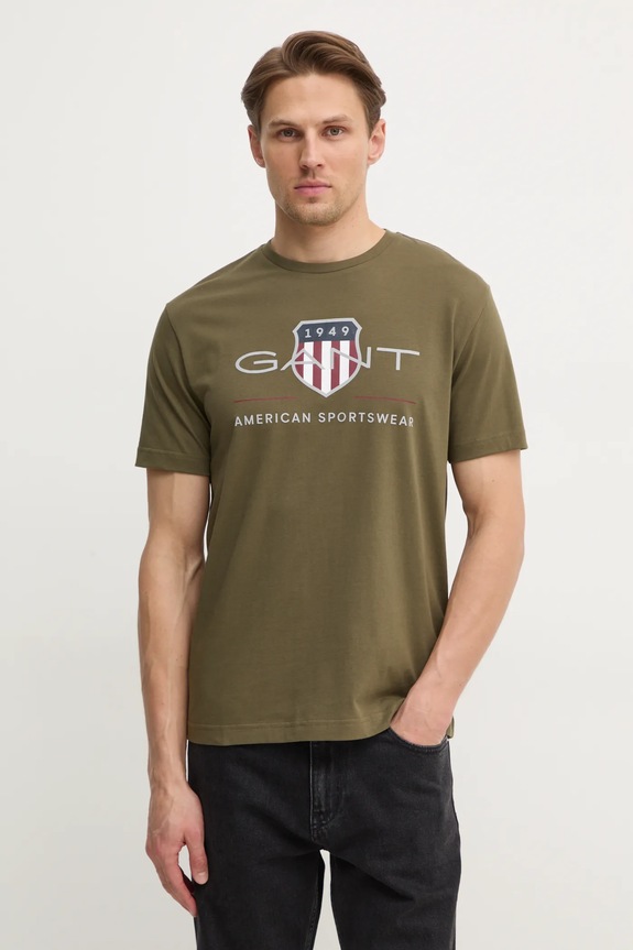 Gant t-shirt bawełniany zielony 2003199