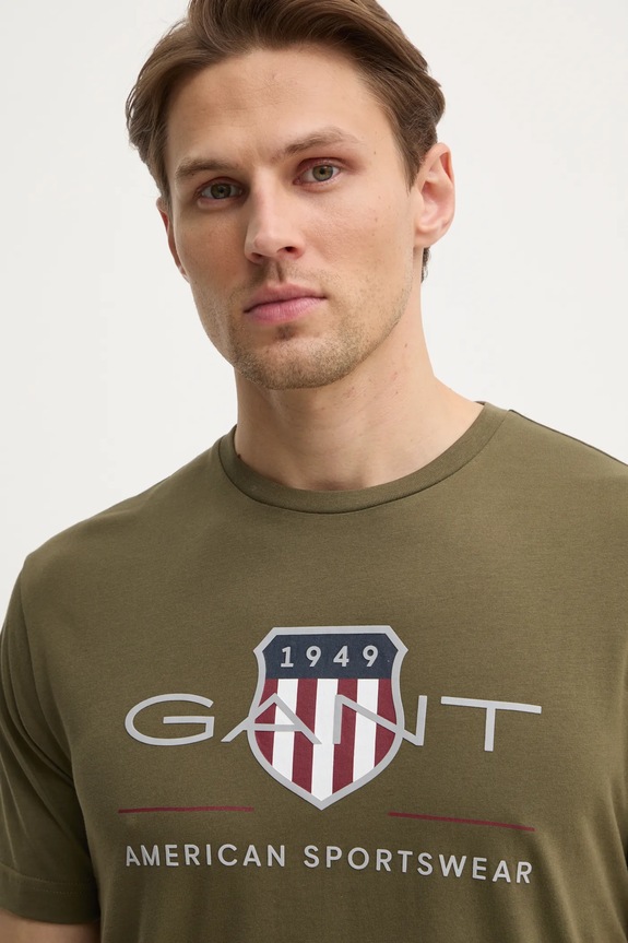 Gant t-shirt bawełniany zielony 2003199