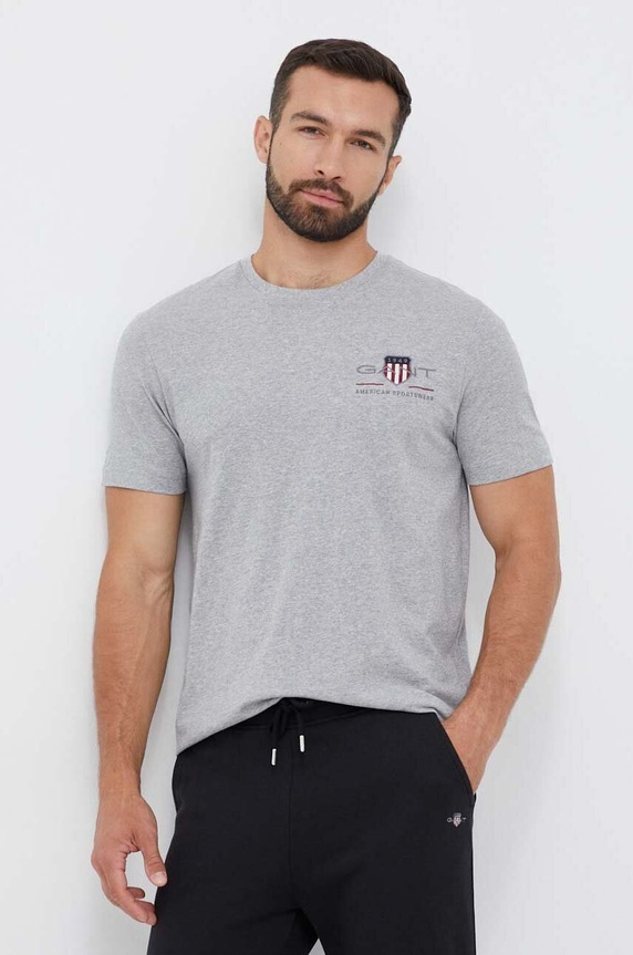 Gant t-shirt in cotone applique grigio 2067004