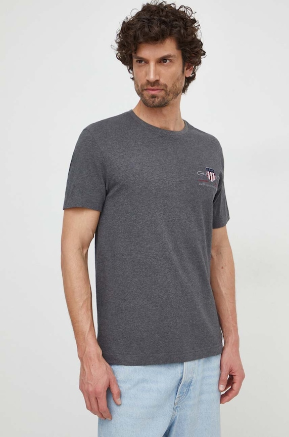 Gant t-shirt bawełniany szary 2067004