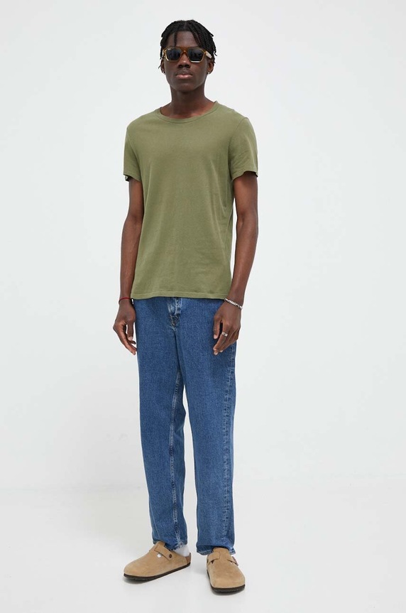 American Vintage pamut póló MGAMI02AH23 zöld AW23