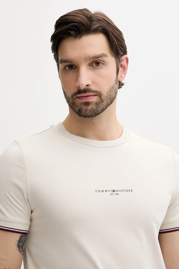 Odzież Tommy Hilfiger t-shirt bawełniany MW0MW32584 beżowy