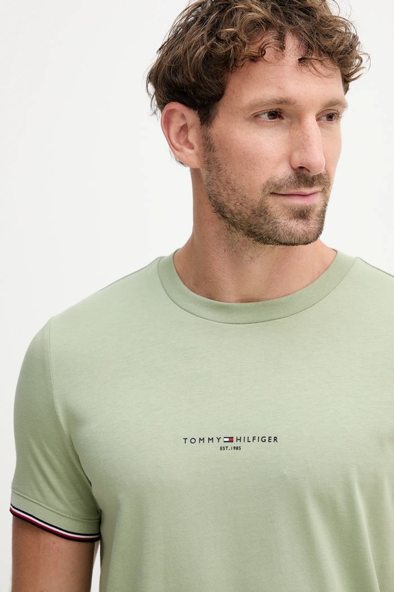 Tommy Hilfiger pamut póló zöld MW0MW32584