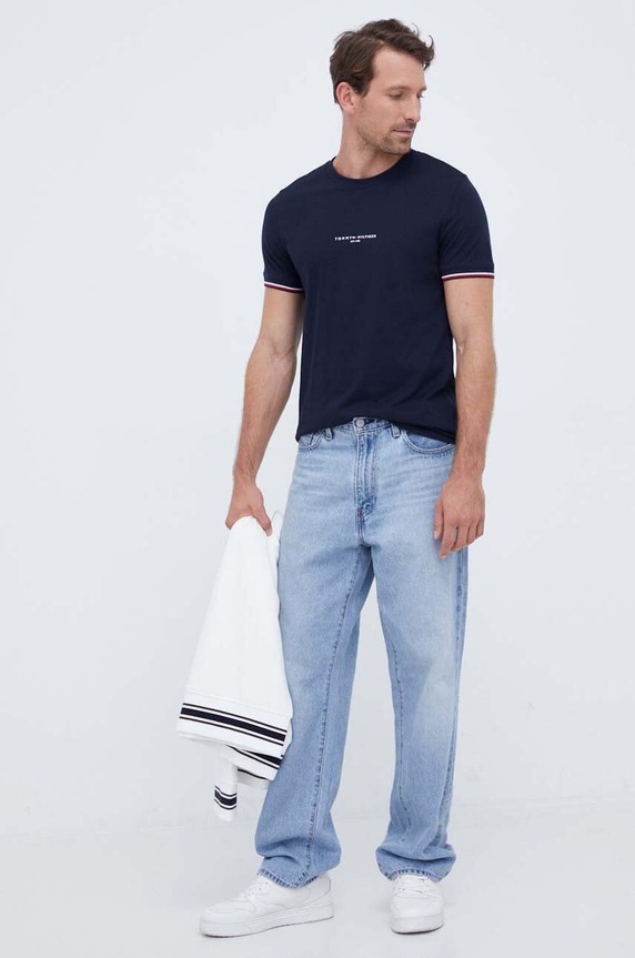Tommy Hilfiger t-shirt bawełniany MW0MW32584 granatowy AW25