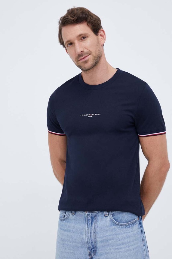 Tommy Hilfiger t-shirt bawełniany granatowy MW0MW32584